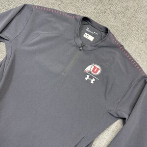 Utah Utes Under Armour Jacket Men's Medium Gray Red‎ 1/4 Zip Pullover Athletic